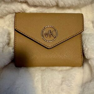 Michael Kors leather Camel Saffiano Envelope Wallet with MK Logo